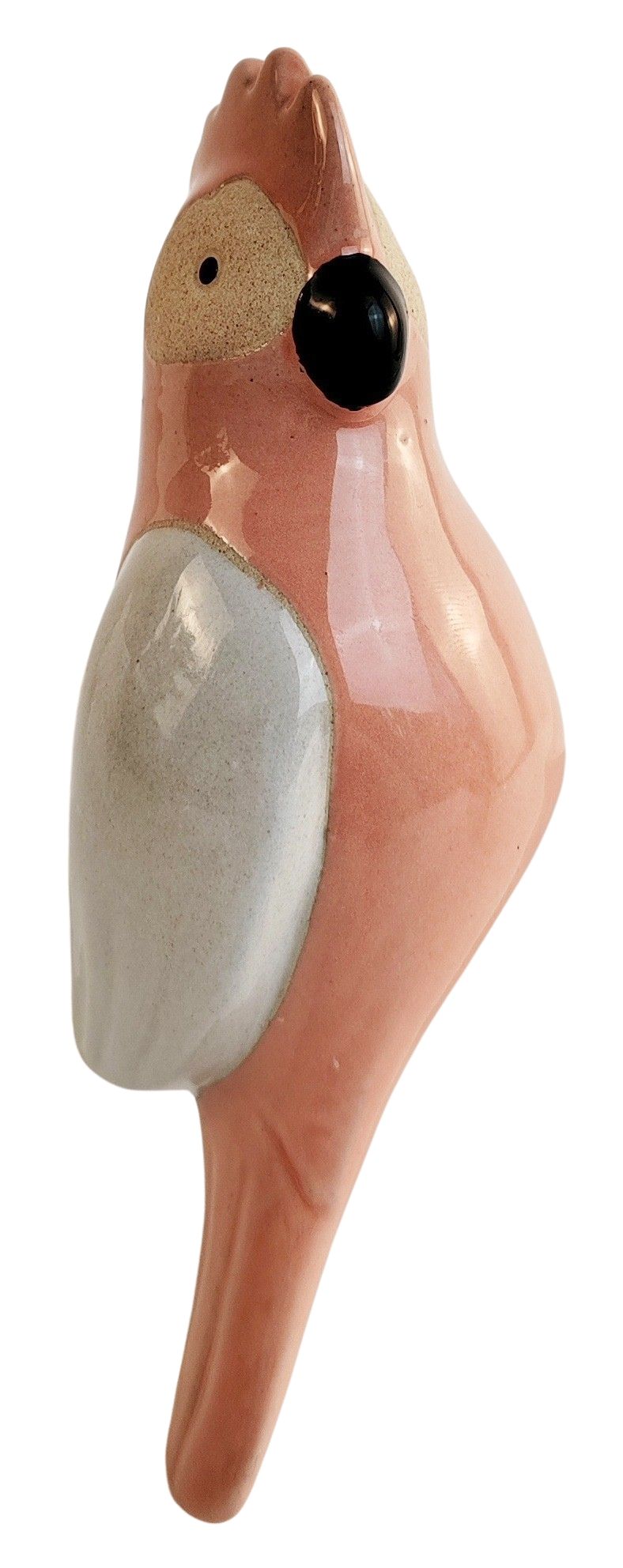 small ceramic pink galah ornament for indoor plants