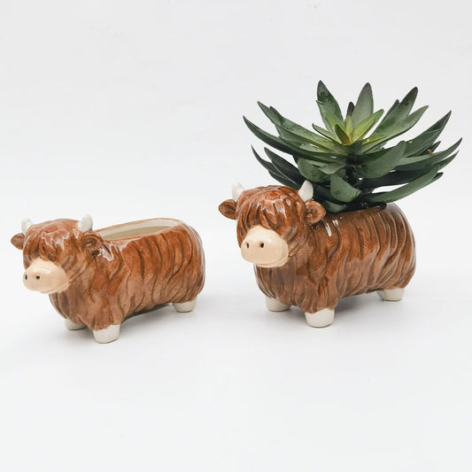 Highland cow planter – funny indoor plant pot for plant lovers and gardeners