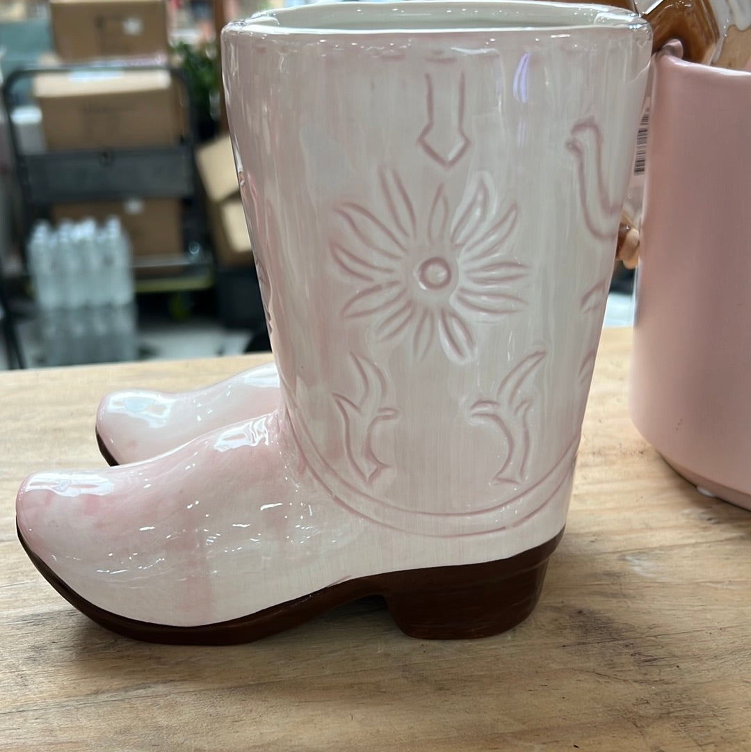 Cowboy Boots Planter Pink