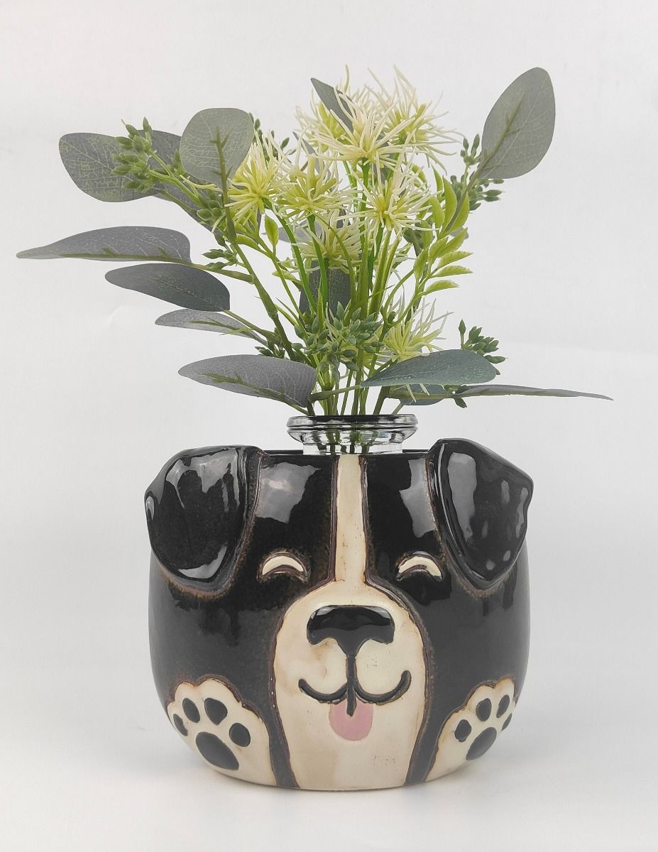 *NEW* Happy Puppy Planter Black and White