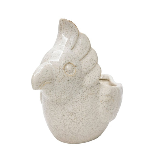 Ceramic galah-shaped planter on a white background