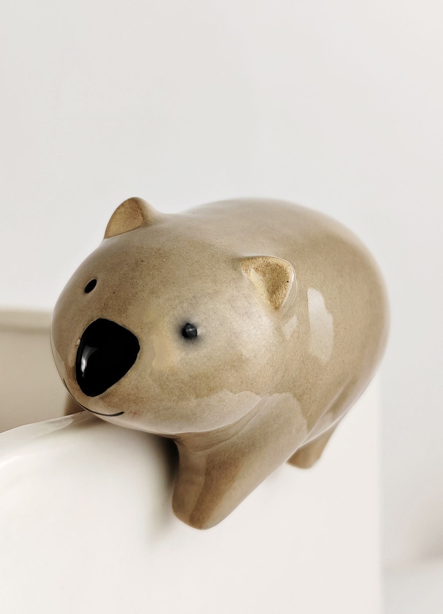 CERAMIC WOMBAT that sits on the edge of your pot plant
