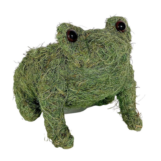 Husk frog sculpture planter on a white background