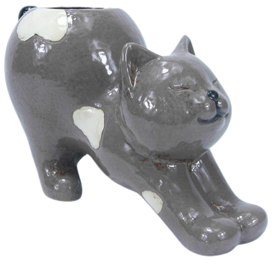 stretching cat shaped planter