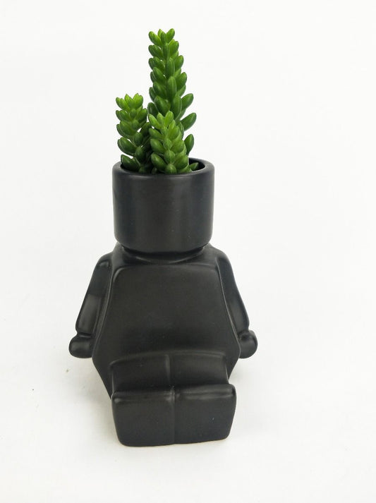 *SALE* Sitting Block Man Planter Black