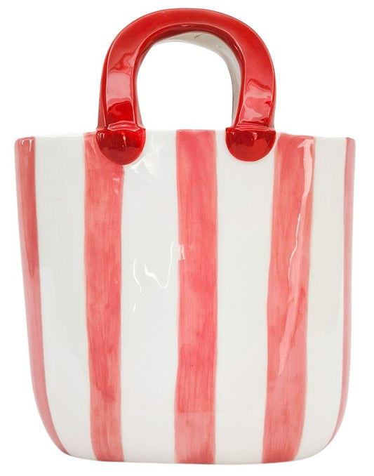 *NEW* Striped Pink Handbag Planter Vase