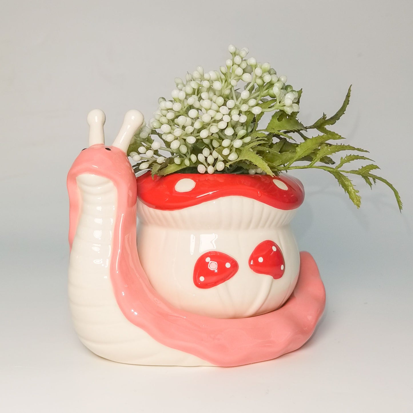 *NEW* Snail Toadstool Planter Pink & Red