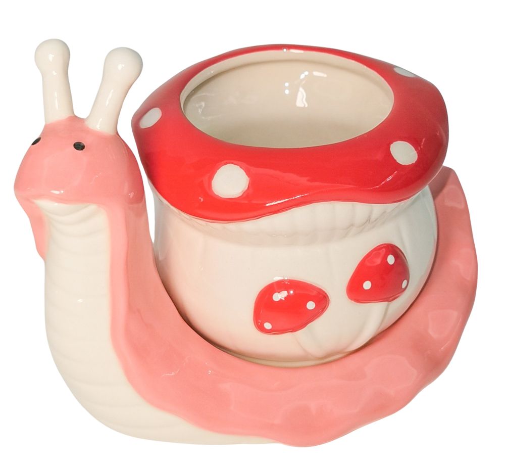 *NEW* Snail Toadstool Planter Pink & Red