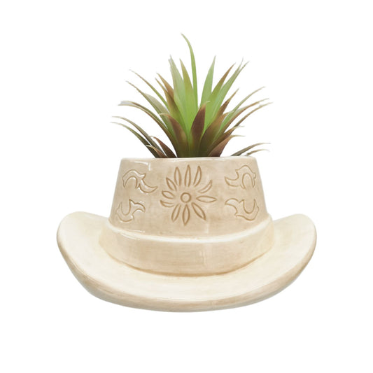 *NEW* Cowboy Hat Planter Tan