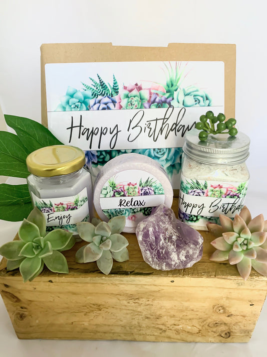Happy Birthday Succulent gift box, Care Package, Happy Birthday Gift, Gift box for friend, gift box for mum